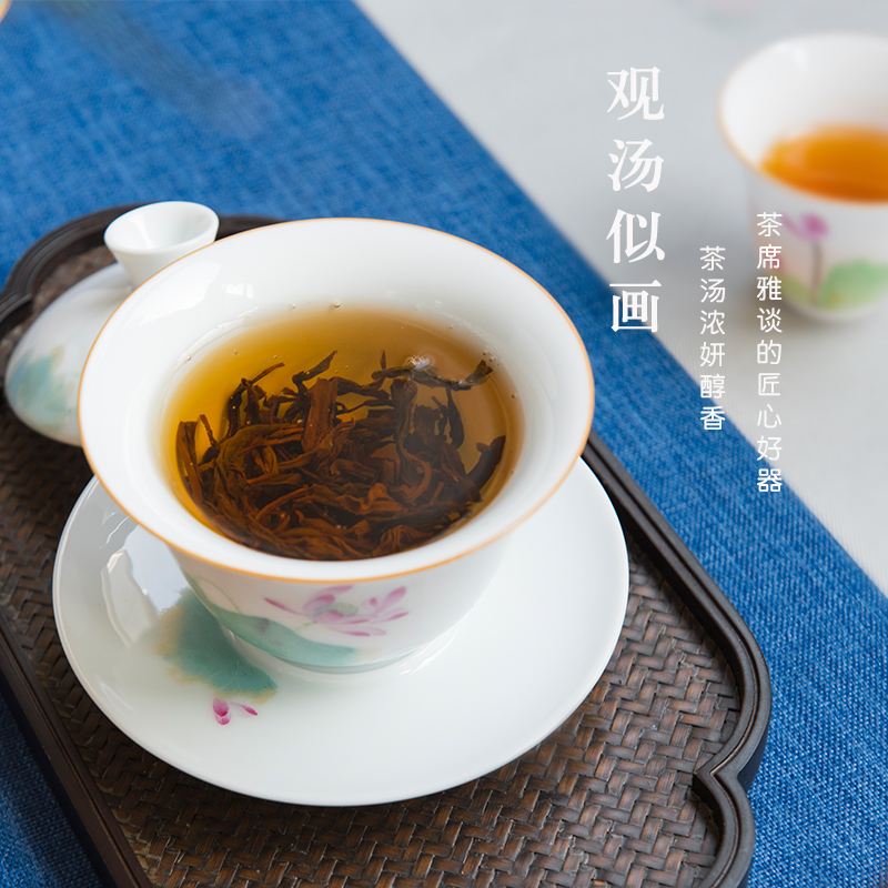 Sweet white porcelain pure hand - made tureen tea cups large single is not thin body three fort bowl kung fu tea set