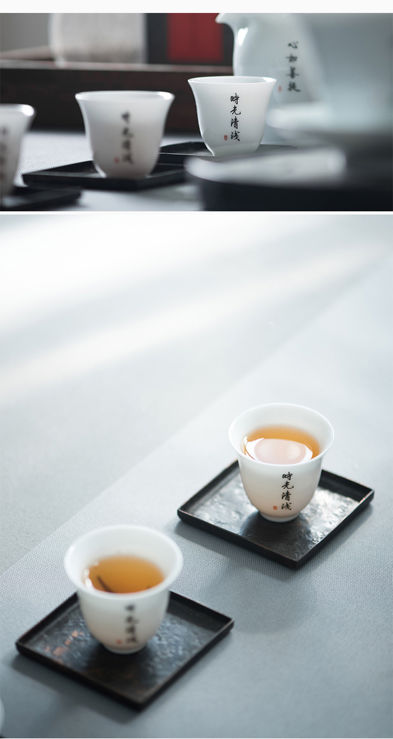 Jingdezhen ceramic tea set custom lettering thin foetus cups little kung fu jade porcelain sample tea cup, master cup white porcelain single CPU