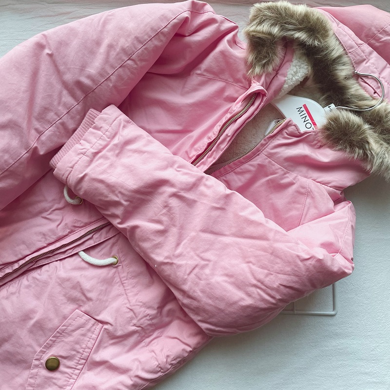 Pick up missed UK MINOTI thickened with cap clip cotton lamb wool girl baby baby cotton padded jacket out