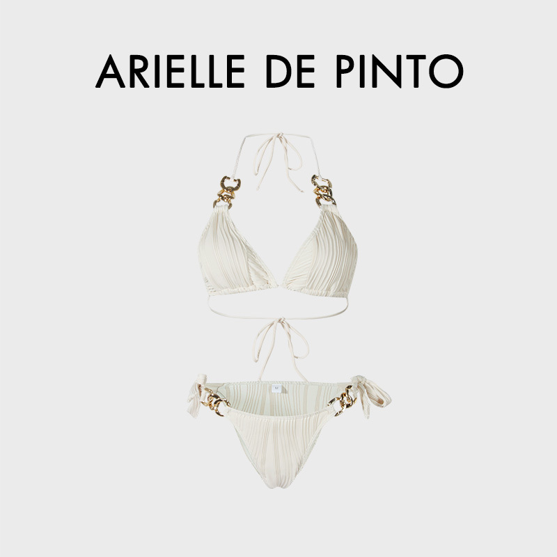 French Arielle De Pinto New Wave Fabric Ring Strap Sexy and Fashionable Bikini Women's Swimsuit