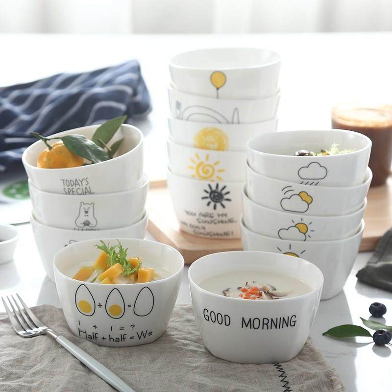 Day-style bowls of young girls Heart bowls Fruit Fishing Bowls Creativity Cute 1 Eu Style Large Quad Home Korean Ceramic Bowl