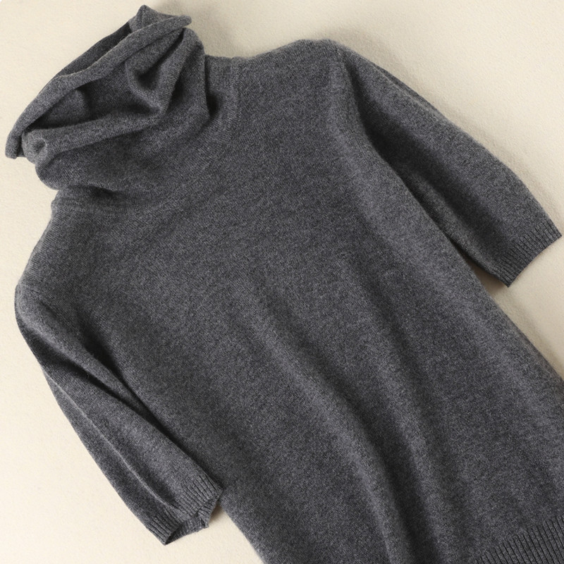 A Must-Have for Winter! Women's Turtleneck Cashmere Sweater, Pullover, Short-Sleeved, Free-Neck Base Shirt
