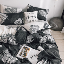 Nordic cotton bed four-piece set 1 8 Cotton ins Net red bed hats student quilt cover sheets man three-piece dormitory