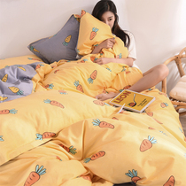 Cotton cartoon four-piece 1 5m1 8 meters cotton ins red fitted sheet students quilt cover sheets (three-piece hostel