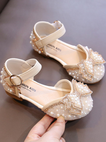 女童鞋公主鞋2024春季新款儿童鞋子小皮鞋宝宝闪亮水晶鞋春夏凉鞋