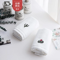 宛庭 Белое свежее банное полотенце для умывания, хлопковая бандана, шарф, увеличенная толщина, хорошо впитывает воду, с вышивкой