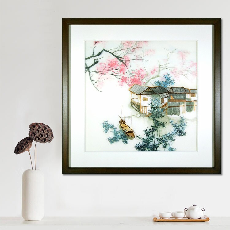 Xiang embroidery sub - Heng painting water town view of Jiangnan water town