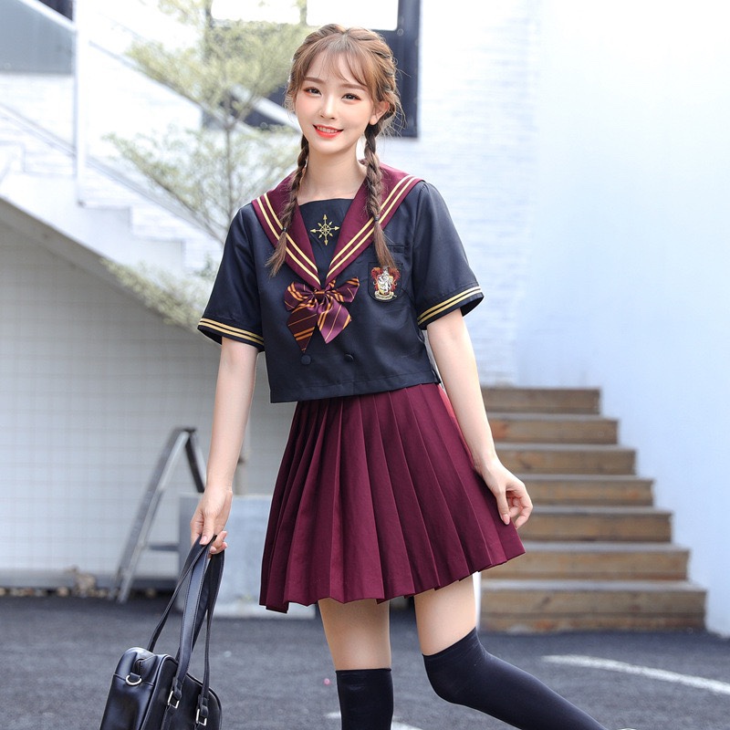 Harry Potter Jk Uniform Official Collaboration Hogwarts Slytherin Hermione Set Academy Girls' Short Skirt Sleeves Harry Potter Jk Uniform Official Collaboration Hogwarts Slytherin Hermione Set Academy Girls' Short Skirt Sleeves