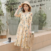 Maternity dress 2021 new summer chiffon top fairy summer skirt knee-length maternity dress