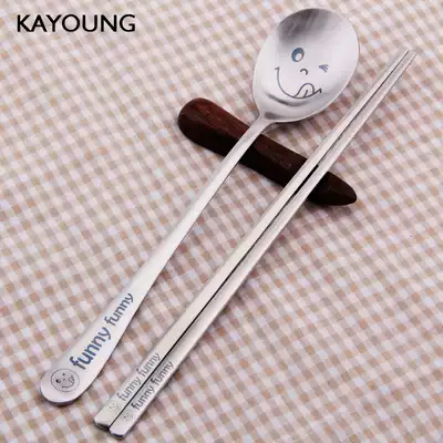 Korean spoon long handle Spoon mixed rice creative cute Korean tableware one person eating chopsticks spoon set ins Wind