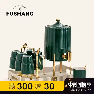 Home living room water set creative ceramic cold kettle with tray with faucet cold kettle drinking water Cup