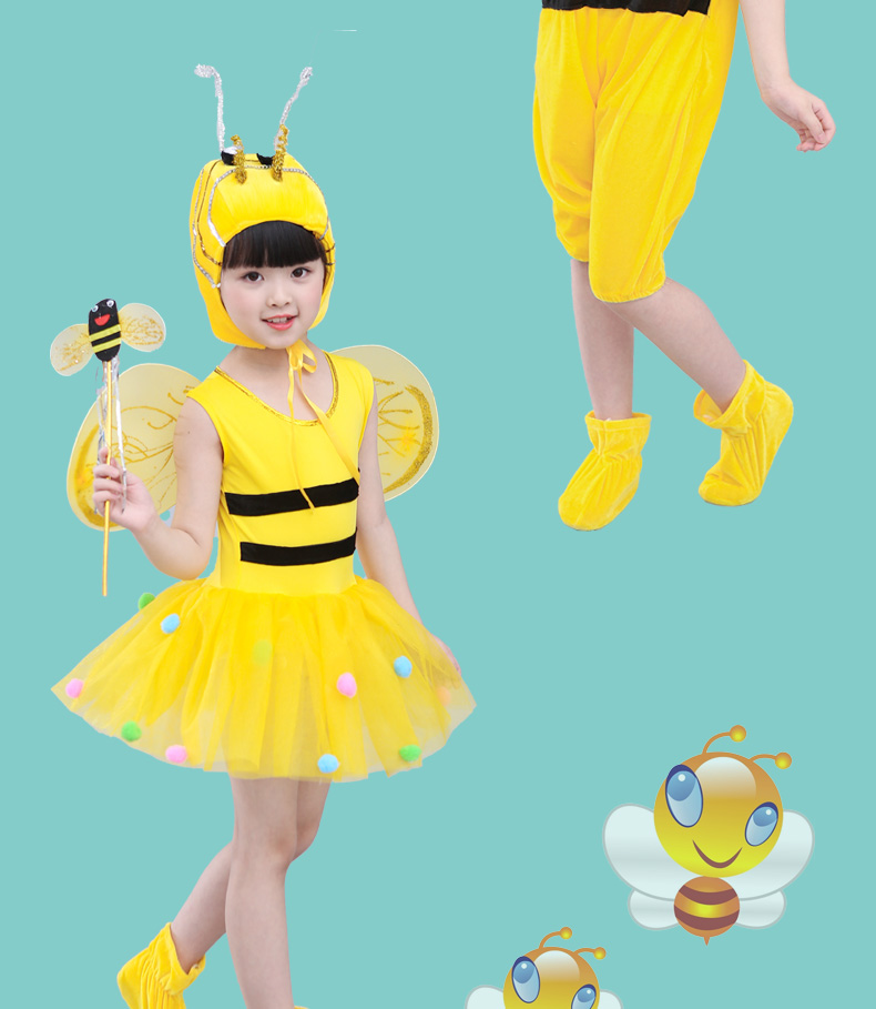 5161 Ngày của trẻ em Phim hoạt hình động vật Khiêu vũ Váy Little Bee Doll Truyện cổ tích Lễ hội mẫu giáo quần khiêu vũ cho bé