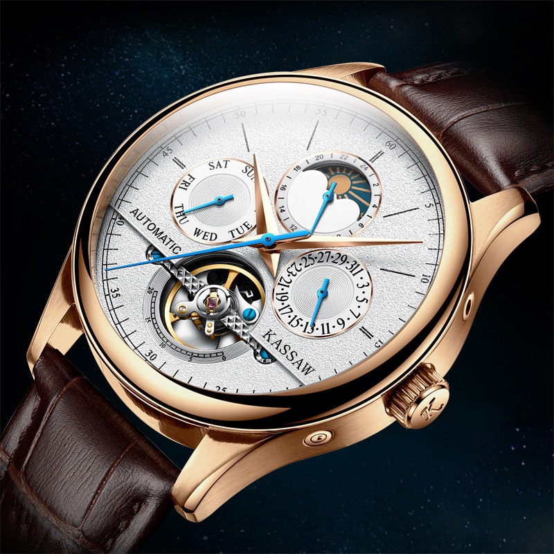 Watch Men's Automatic Mechanical Watch Men's Watch Belt Waterproof Tourbillon Business Men's Watch