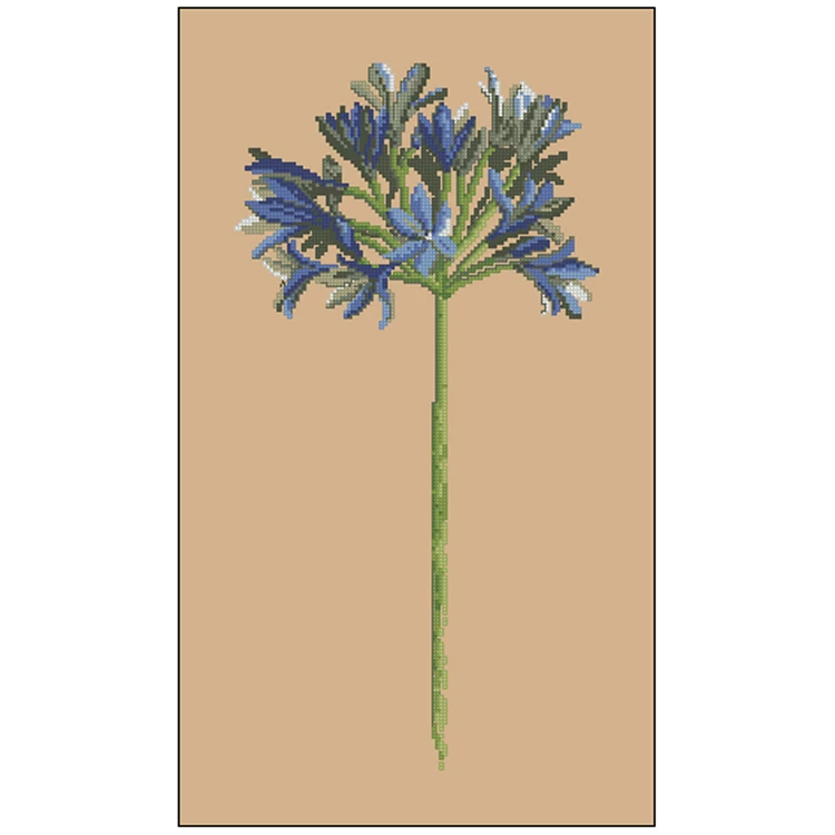 Hu Lili Cross Embroidery ● DMC Kit Single Blossom Lotus/Blue Flower Precision Print Selection
