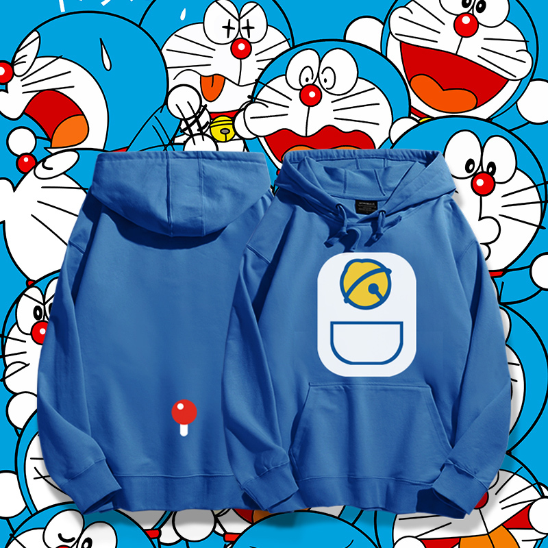 Doraemon Pocket Hoodie for Men, Spring and Autumn Style ins Trendy Brand Doraemon Sweatshirt, Loose Fit Outerwear for Students, Unisex