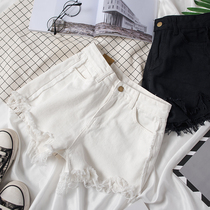 Large size white denim shorts women 2021 New loose summer fat sister mm wide leg pants a character hot pants