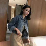 Zhang Jingyi denim jacket nữ 2018 mùa thu mới Hàn Quốc bf áo khoác hoang dã áo khoác ngắn