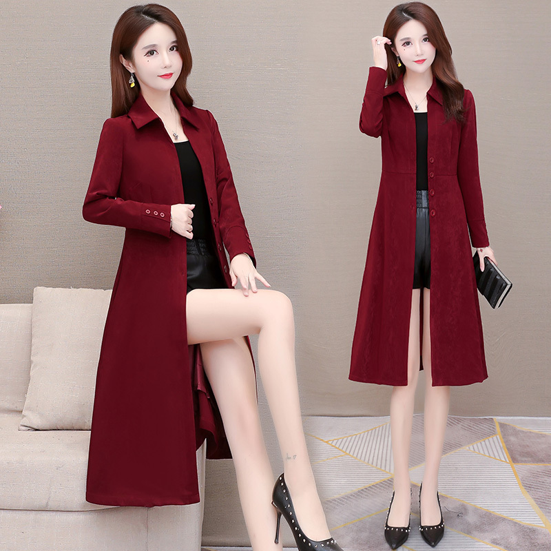 Red Trench Coat for Women, Spring 2026 New Style, Stylish, Slimming, Mid-Length, Versatile, Casual Polo Collar Jacket