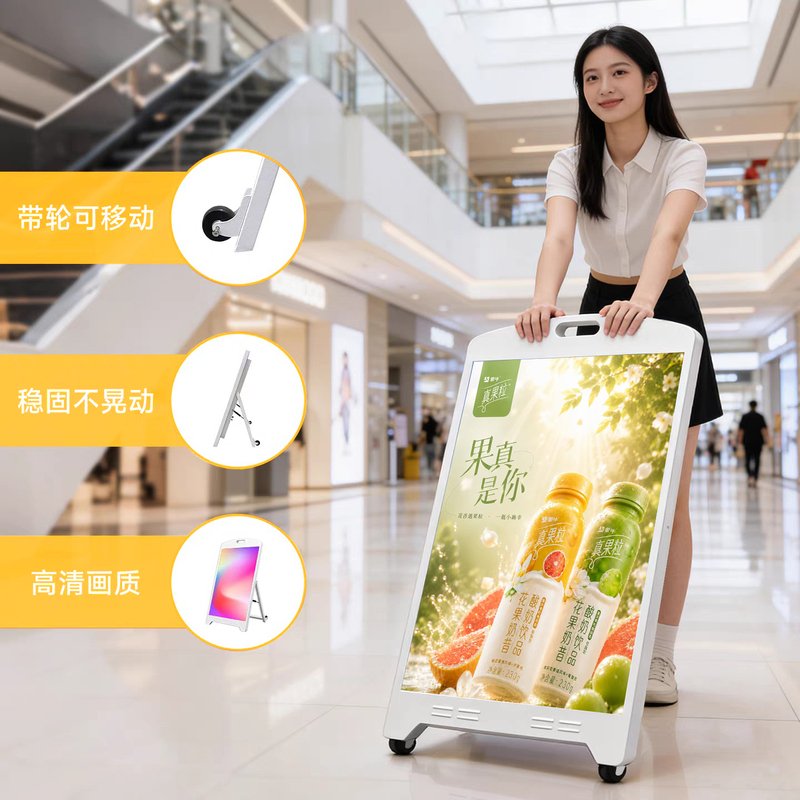 Led Water Screen Display Stand, Movable Electronic Screen, Outdoor Waterproof Advertising Screen for Shopping Mall Entrances