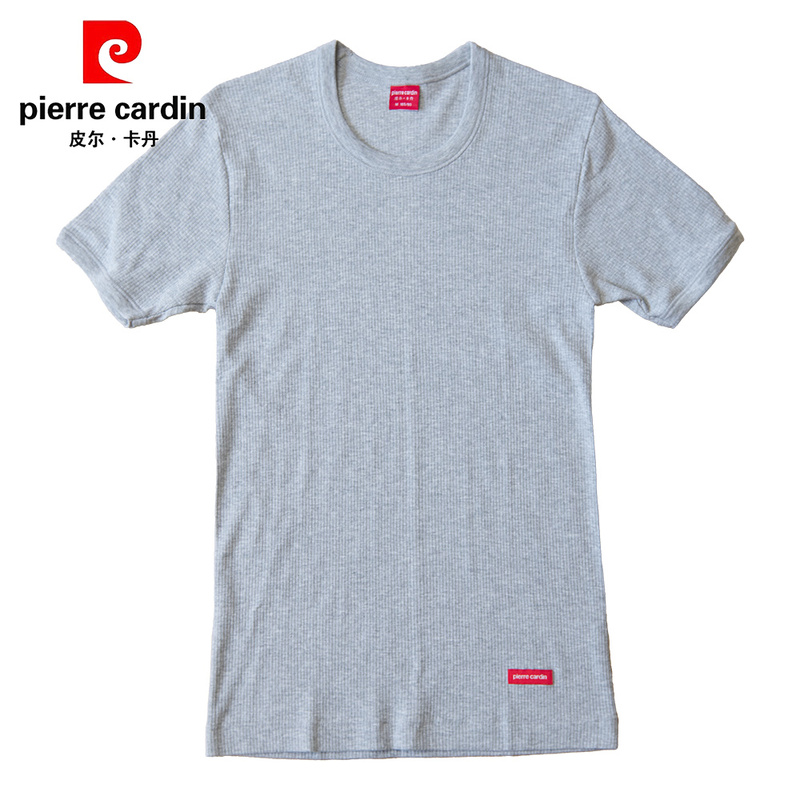Pierre Cardin Short-Sleeve Shirt for Men, Ribbed Cotton, Round Neck, Pure Cotton Undershirt, Simple T-Shirt, P13130