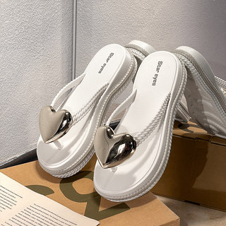 官方正品爱心浪花系列厚底人字拖女2025夏季爆款外穿防滑沙滩凉鞋