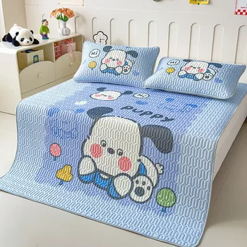 Bed sheet cool mat printed air conditioning mat cartoon soft mat ice silk latex summer anti-slip three-piece set foldable