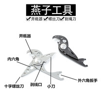 Creative Stainless Steel Multifunction Bottle Opener Screwdriver Small Knife Wrench Outdoor EDC Tool Key Buckle Pendant