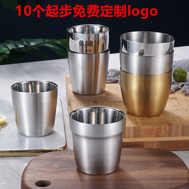 304 Stainless steel cup Korean double cup cup cup cup anti - wrestling beer cup milk cup drink cup