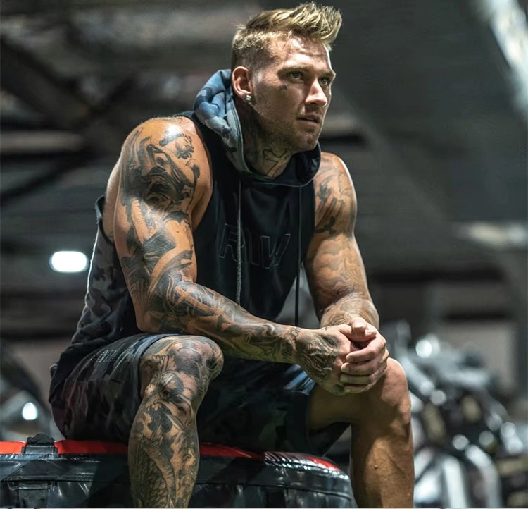 Sống ra khỏi tôi Ryderwear mùa hè ngụy trang áo len không tay trùm đầu sắt vest thể dục không tay áo hoodie nam - Thể thao lông cừu / jumper