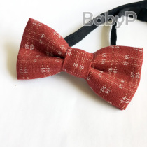 BabyP High-end Custom Collection Kids Tie Dark Red Jacquard Pure Cotton Fabric Boy Baby Baby Tie