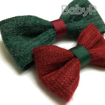  Handmade original red and green wool Christmas childrens bow tie Boy baby small bow tie pin bow tie