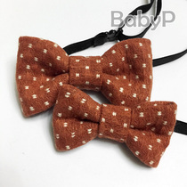 BabyP custom series children lead with vintage fur orange red baby boys baby boy bow tie knot
