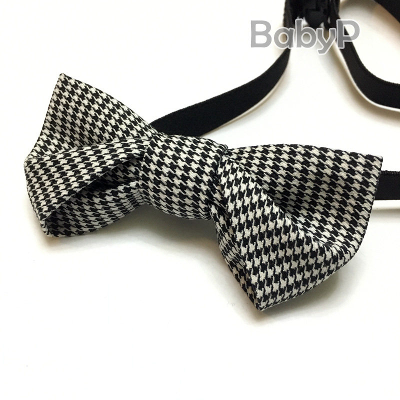BabyP custom series children's bow tie black and white small houndstooth boy baby baby small bow tie folded