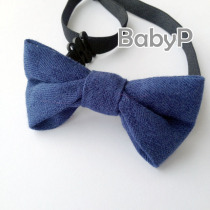  BabyP high-end custom cotton and hemp houndstooth dark blue childrens bow tie Boy baby baby student bow tie