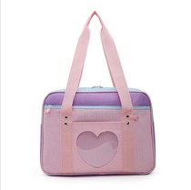 Japanese pink cute heart-shaped transparent Hand bag JK uniform bag two-dimensional student schoolbag female shoulder commuter bag