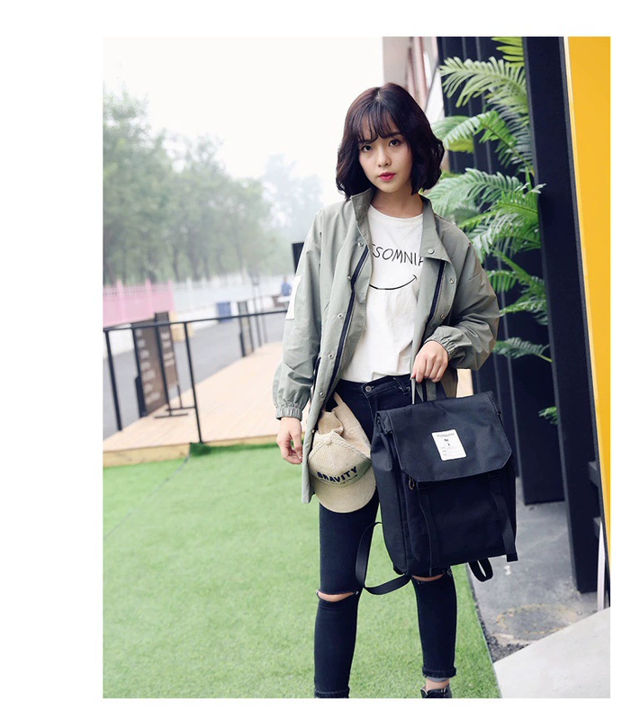 Nhật Bản và Hàn Quốc ba năm túi hai vai phụ nữ vải bố sò đơn giản trường trung học túi giải trí đường phố bắn ba lô tươi - Ba lô balo adidas nữ