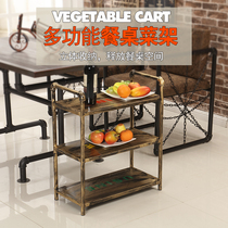 Kitchen Wrought iron vintage water pipe head table Double layer three-layer oven rack Dining table Microwave oven shelf Multi-layer cooking table