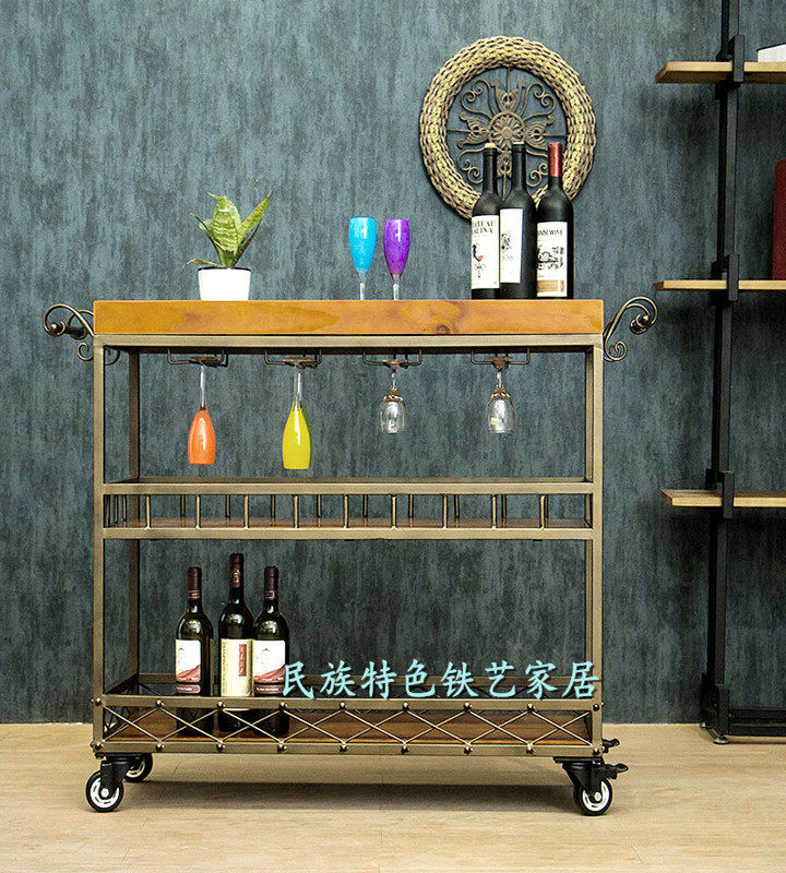 American style national style food truck fashion wine trolley creative mobile kitchen rack wine rack exquisite dining sideboard