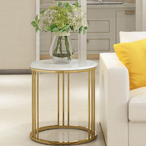 Nordic simple gold Wrought iron natural Marble coffee table Small apartment living room tea table Balcony Leisure small round table