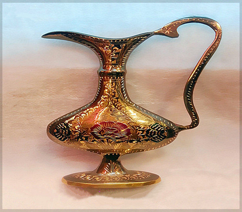 Flat Pot Bronze Ware Pakistan Crafts Gift Hem Accessories Bronze Pot Furnishing Gifts India-Pakistan Culture Little Vase