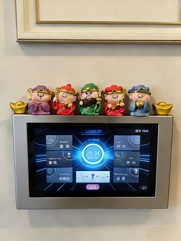 Five-Way Fortune God Visual Doorbell Decoration for Attracting Wealth, Creating a Prosperous Atmosphere, Computer and Tv Screen Ornament, Healing and Stress-Relief