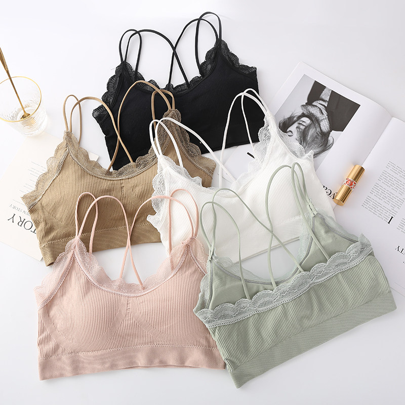 Beautiful back underwear female rimless lace small cute small vest bra High school student girl thin teen