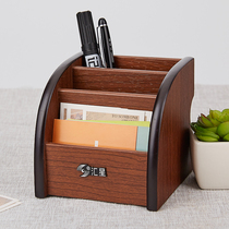 Huixing fashion wooden multi-function office storage pen holder remote control cosmetics storage box Personalized customization