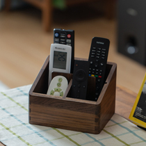 New Chinese style black walnut solid wood desktop remote control storage box New Chinese style living room multi-functional original storage box