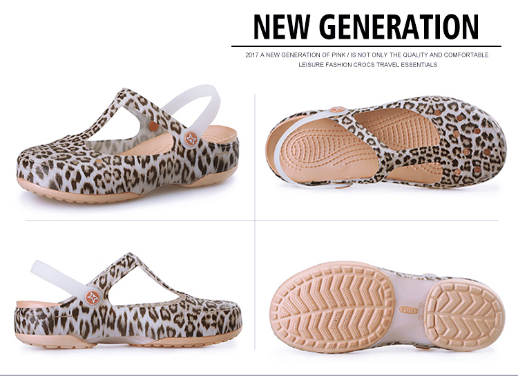 Mùa hè mới Mary Jane Leopard in giày chống trượt giày thạch dép nữ dép đi biển nêm với dép dày và dép - Sandal giày sandal nữ đi học cấp 2