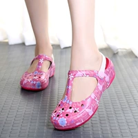 Mùa hè mới Mary Jane Leopard in giày chống trượt giày thạch dép nữ dép đi biển nêm với dép dày và dép - Sandal xăng đan đế xuồng