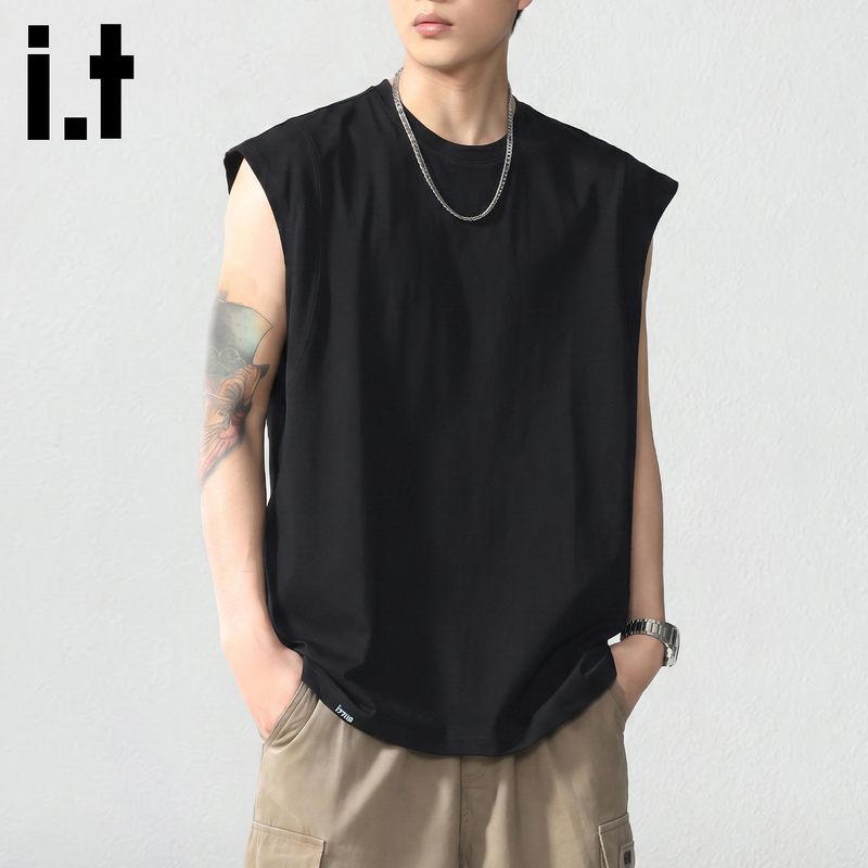 I.T Izzue Street Casual Style Loose Vest Men's Summer Solid Color Sleeveless Pullover Sports Top Versatile I.T Izzue Street Casual Style Loose Vest Men's Summer Solid Color Sleeveless Pullover Sports Top Versatile