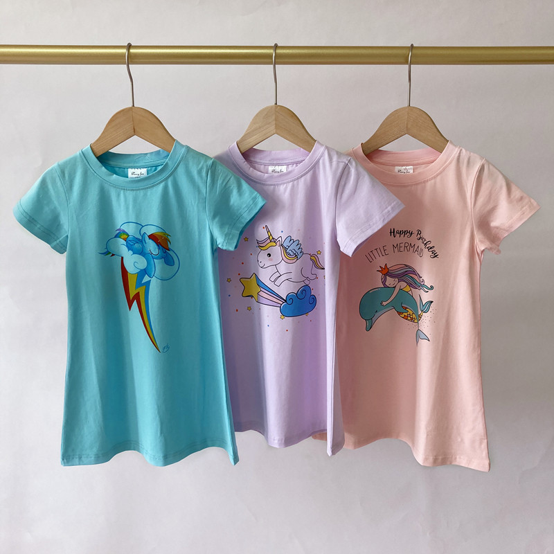 Gigi Magic House Girls pure cotton Modale sleeping dress Summer Lions Sleeping Dress Unicorn Mermaid Princess