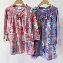Foreign trade original single children's clothing girls coral fleece nightgown thick warm flannel princess nightgown 120-140