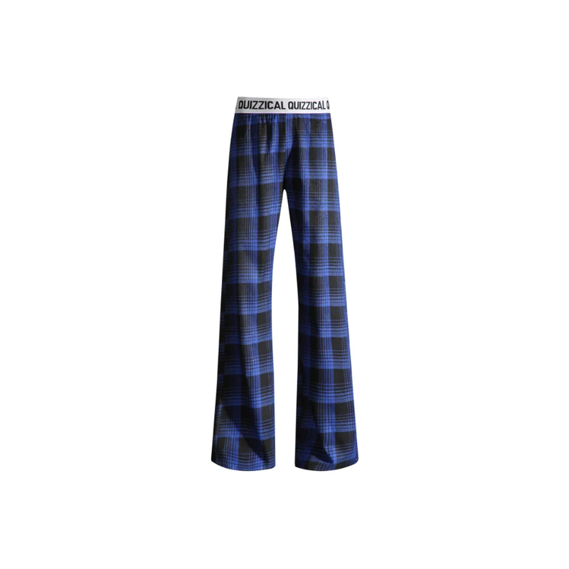 Bear Heal American-Style Belt Patchwork Color-Block Plaid Pants Summer Loose Unisex Straight-Leg Floor-Length Casual Pants